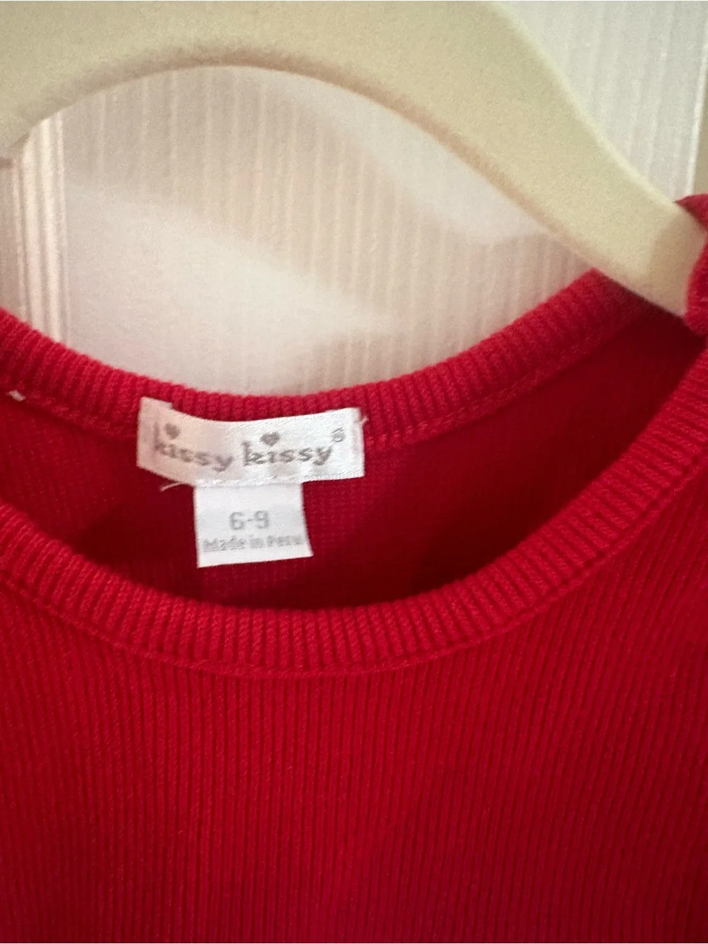 Kissy Kissy Red Baby Romper with Rocking Horse Trim
